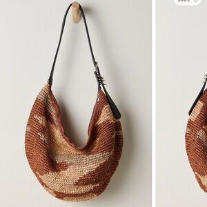 Free People Woven Hobo Bag in Brown and Tan